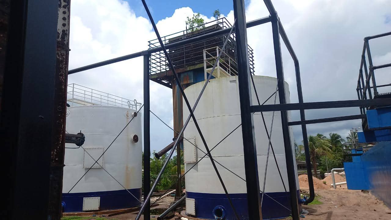 Air intake installation at the GWI water treatment plant, Amelia's Ward, Linden