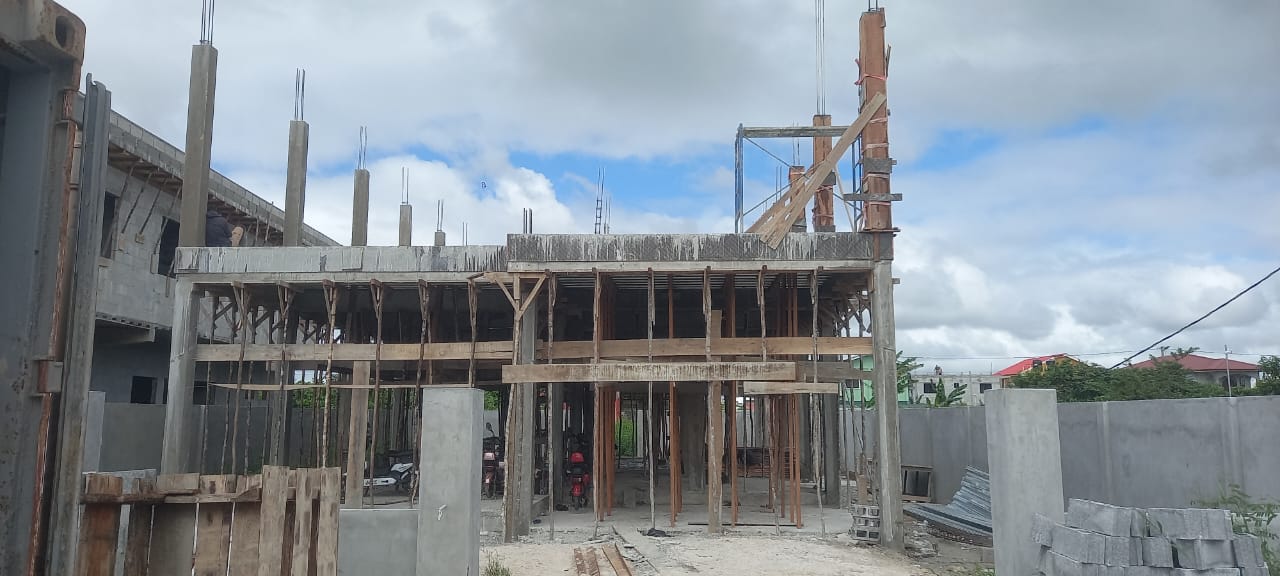 Two-storey residential building at Providence, East Bank Demerara, under KBS Engineering technical supervision