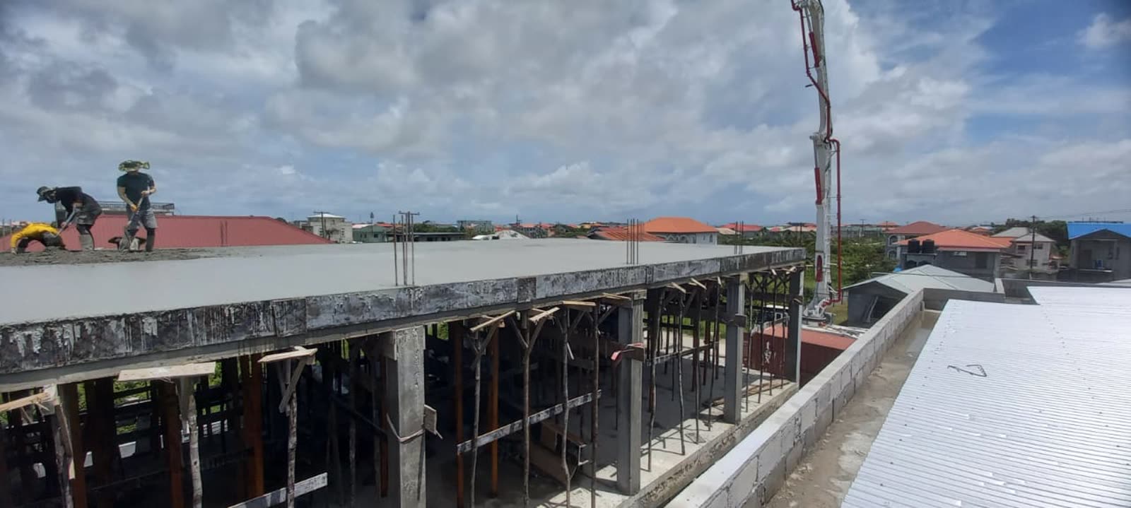 Upper deck formwork and metal props in place at the Providence residential site